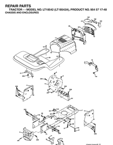 Chassis And Enclosures Diagram and Parts List for LT18542-LT18542A 2003-11 Husqvarna Lawn Tractor