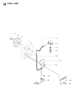 Ignition System Diagram and Parts List for 170BT 20084000001-Current Husqvarna Leaf Blower / Vacuum