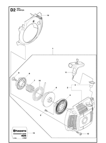 Starter 1 Diagram and Parts List for 435-435E 2011-05 Husqvarna Chainsaw