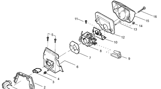 Air Filter / Carburetor Diagram and Parts List for 136LE 2001-06 Husqvarna Chainsaw