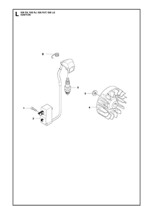 Ignition System Diagram and Parts List for 535RJ  Husqvarna Brush Cutter