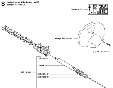 Attachments 2 Diagram and Parts List for 325HA110 20054000001-20040100000 Husqvarna Hedge Trimmer