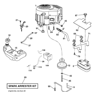 Engine Diagram and Parts List for YTH22V46 (96045004200)(2012-10) Husqvarna Lawn Tractor