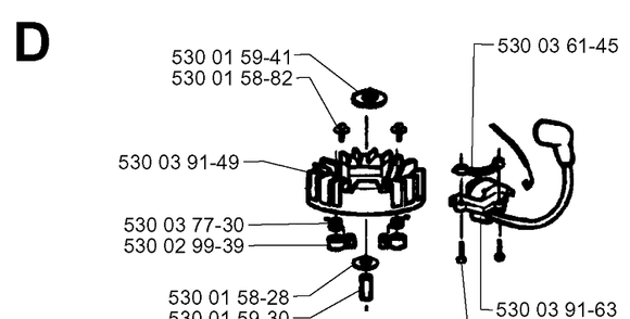 Ignition System Diagram and Parts List for 18H 19960900001-Current Husqvarna Hedge Trimmer