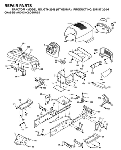Chassis And Enclosures Diagram and Parts List for GTH2548 (954572004)(2004-05) Husqvarna Lawn Tractor