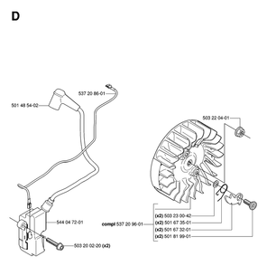 Ignition System Diagram and Parts List for 575XP-575XPG 575 XP W - 575 XPGW Husqvarna Chainsaw