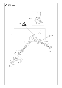 Bevel Gear Diagram and Parts List for 325IRJ  Husqvarna Brush Cutter