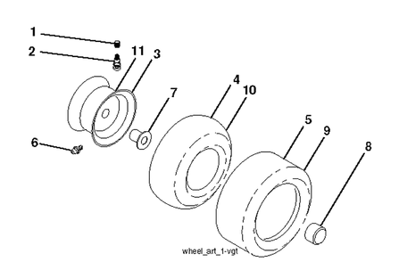 Wheels Tires Diagram and Parts List for YTH24K48 (96048005400)(2012-12) Husqvarna Lawn Tractor