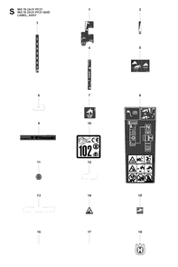 Decals Diagram and Parts List for PF21AWD (965192501)(2008-03) Husqvarna Lawn Tractor