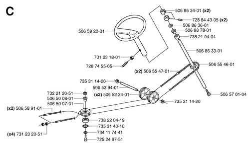 Steering 2 Diagram and Parts List for R15-V2 (953533701)(2006-01) Husqvarna Lawn Tractor