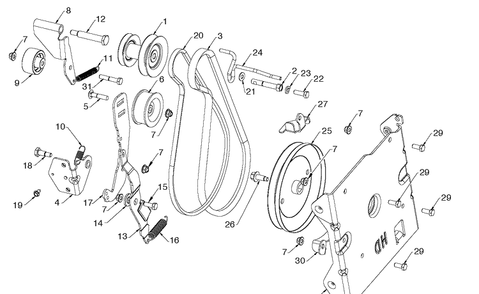 Chassis, Engine And Pulleys 2 Diagram and Parts List for ST327 (96193012700)(2018-03) Husqvarna Snow Blower
