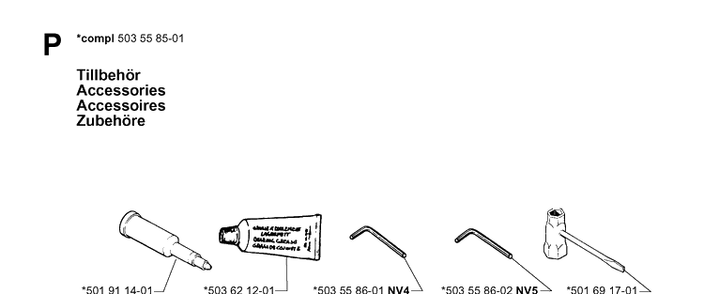 Accessories Diagram and Parts List for 281 20000600001-20014000000 Husqvarna Chainsaw