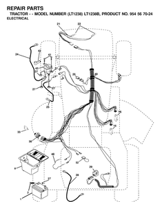 Electrical Diagram and Parts List for LT1238-LT1238B 2001-03 Husqvarna Lawn Tractor