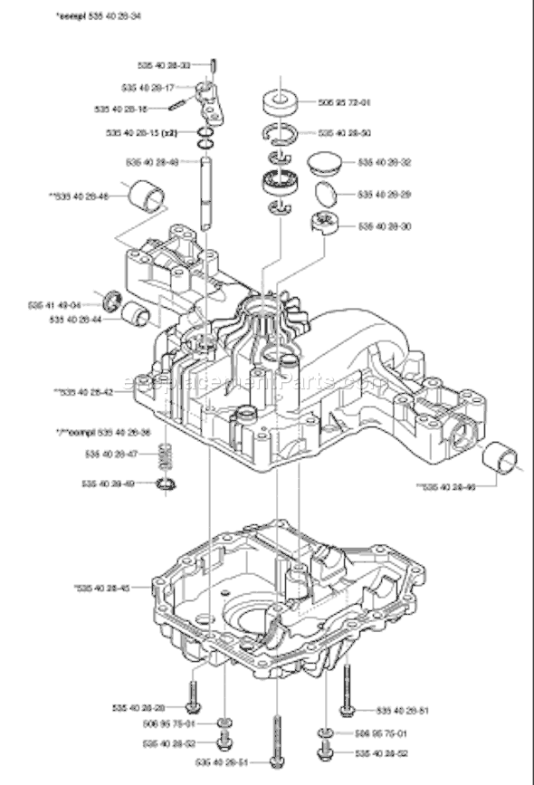 Page K Diagram and Parts List for K46TRANSMISSION 2002-06 Husqvarna Lawn Tractor Accessories