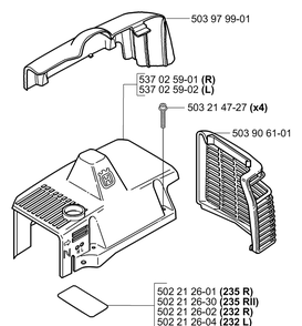 Covers Diagram and Parts List for 232L 2006-01 Husqvarna Trimmer