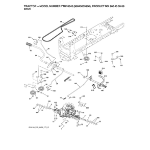 Drive Diagram and Parts List for 96045005900  Husqvarna Lawn Tractor