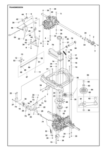 Transmission Diagram and Parts List for RC320TSAWD 2023 Husqvarna Lawn Tractor