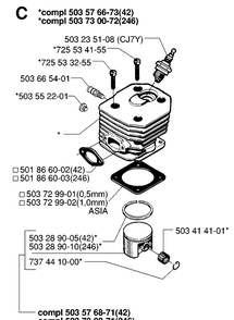 Part Location Diagram of 5037302-71 Husqvarna Piston Assembly