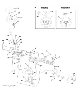 Steering Assembly Diagram and Parts List for 2348LS (96043004900)(2008-03) Husqvarna Lawn Mower