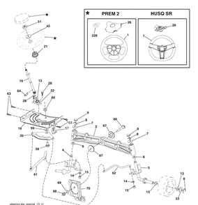 Steering Assembly Diagram and Parts List for 2246LS (96043007600)(2008-12) Husqvarna Lawn Mower