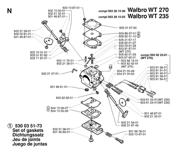 Carburetor Details Diagram and Parts List for 235P 19970500001-Current Husqvarna Pole Saw
