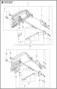 Clutch Cover Diagram and Parts List for 592XPG  Husqvarna Chainsaw