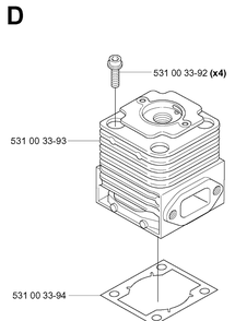 Cylinder Diagram and Parts List for 141B 20041400001-Current Husqvarna Leaf Blower / Vacuum