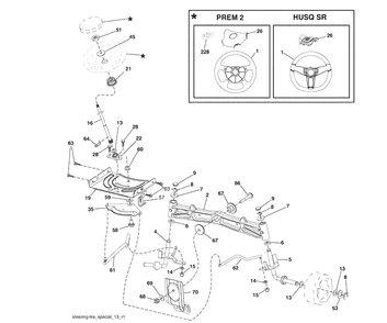 Steering Assembly Diagram and Parts List for YTH2454 (96043006000)(2008-12) Husqvarna Lawn Mower