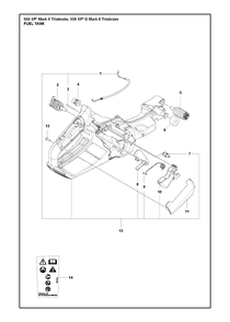 Fuel Tank Diagram and Parts List for 550XP-XPG (Mark II)(TRIOBRAKE) Husqvarna Chainsaw