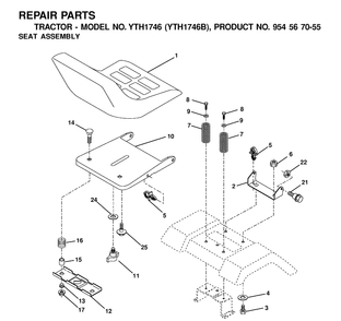 Seat Diagram and Parts List for YTH1746 (954567055)(2001-01) Husqvarna Lawn Tractor
