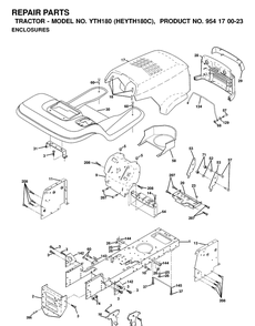 Chassis And Enclosures Diagram and Parts List for YTH180 (HEYTH180C)(2000-03) Husqvarna Lawn Tractor