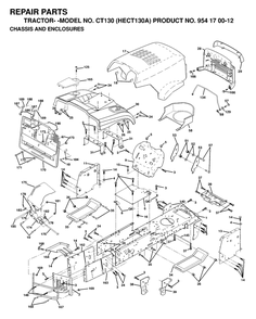 Chassis And Enclosures Diagram and Parts List for CT130 (954170012-A)(1999-03) Husqvarna Lawn Tractor