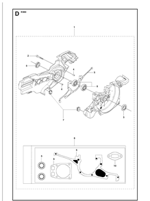 Crankcase Diagram and Parts List for K960 2008-12 Husqvarna Lawn Tractor Accessories