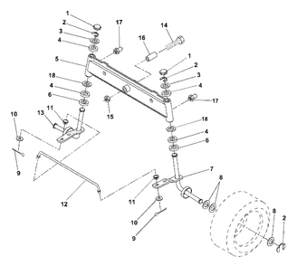 Front Axle Diagram and Parts List for LR111 (954001212-A)(1994-07) Husqvarna Lawn Tractor