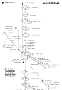 Carburetor Details Diagram and Parts List for 339XP 20040100001-20051000000 Husqvarna Chainsaw