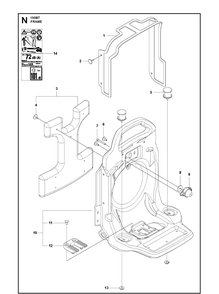 Frame Diagram and Parts List for 150BT  Husqvarna Leaf Blower / Vacuum