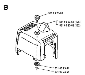 Cylinder Cover Diagram and Parts List for 125RB 19904400001-19931400000 Husqvarna Brush Cutter