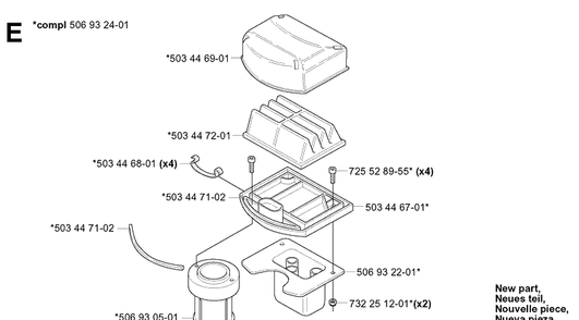 Air Filter Diagram and Parts List for PR15 2003-01 Husqvarna Lawn Mower