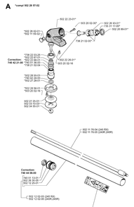 Bevel Gear And Shaft Diagram and Parts List for 245R 19984000001-20023100000 Husqvarna Brush Cutter