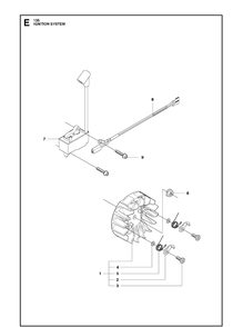 Ignition System Diagram and Parts List for 135E  Husqvarna Chainsaw