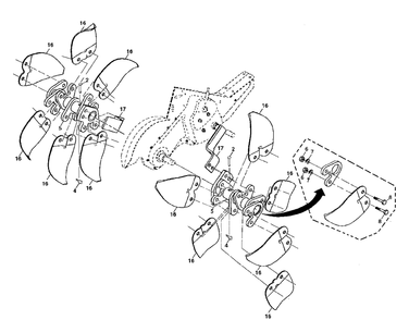 Tine Assembly Diagram and Parts List for DRT900E (96093002302)(2013-04) Husqvarna Cultivator