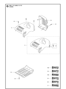 Cover Diagram and Parts List for 343F  Husqvarna Brush Cutter