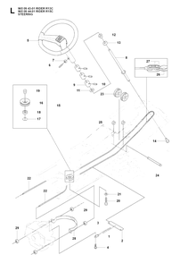 Steering Diagram and Parts List for R13C (965094301)(2007-01) Husqvarna Lawn Tractor