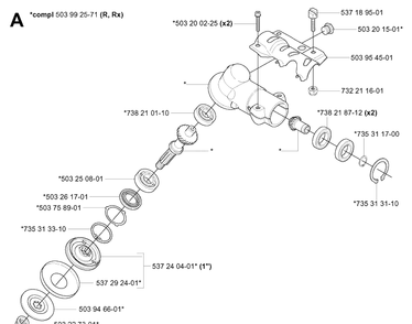 Bevel Gear 2 Diagram and Parts List for 343F 20043100001-20064000000 Husqvarna Brush Cutter