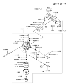 Carburetor Diagram and Parts List for FS481V-BS55 2017-09 Husqvarna Engine