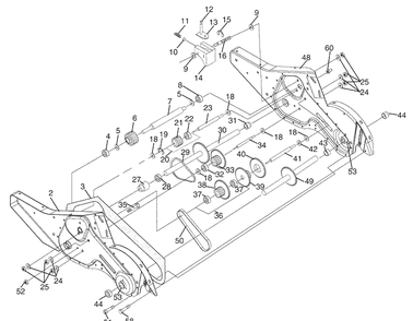 Transmission Diagram and Parts List for 650RTT (96093000203)(2008-09) Husqvarna Tiller