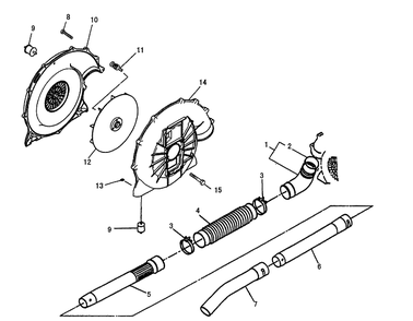 Fan / Fan Housing And Blowing Tubes Diagram and Parts List for 145BF (Carb II)(2001-04) Husqvarna Leaf Blower / Vacuum