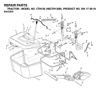 Bagger Diagram and Parts List for CTH130 (954170018-B)(2000-03) Husqvarna Lawn Tractor