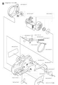 Clutch Cover Diagram and Parts List for 345 20070100001-Current Husqvarna Chainsaw