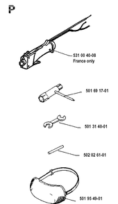 Accessories Diagram and Parts List for 125RB 19904400001-19931400000 Husqvarna Brush Cutter